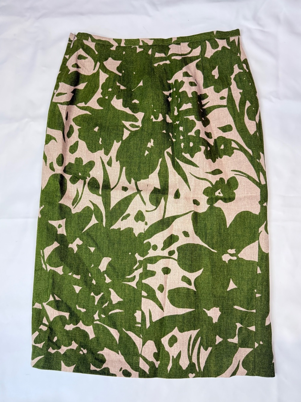 MICHAEL KORS NWT Green Floral Lined 100% Linen Pencil Skirt 12 Made in Italy
